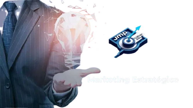 Logotipo da JmpTrafegoAds Com Um homem segurando uma lãmpada.